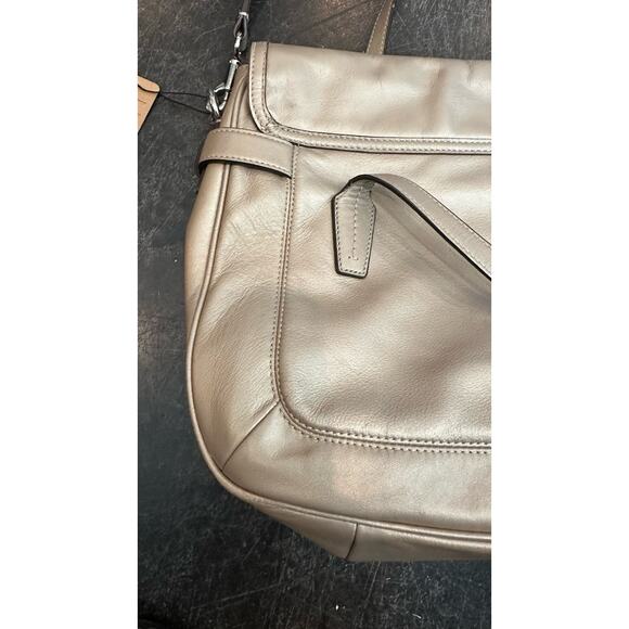 COACH Purse Leather Taylor Marin Flap Satchel Handbag Shoulder Bag Champ. Gold - Picture 10 of 16